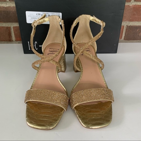 INC international concepts nerissa sandals gold block heel women’s size US 6 M - Picture 2 of 8